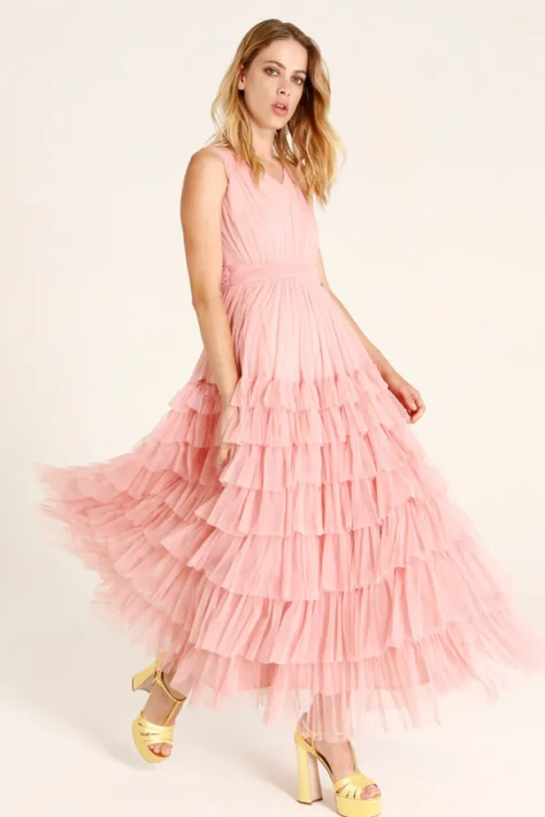GoaGoa Occasionwear<ZARTEGE MIDI DRESS (ANTIQUE PINK)