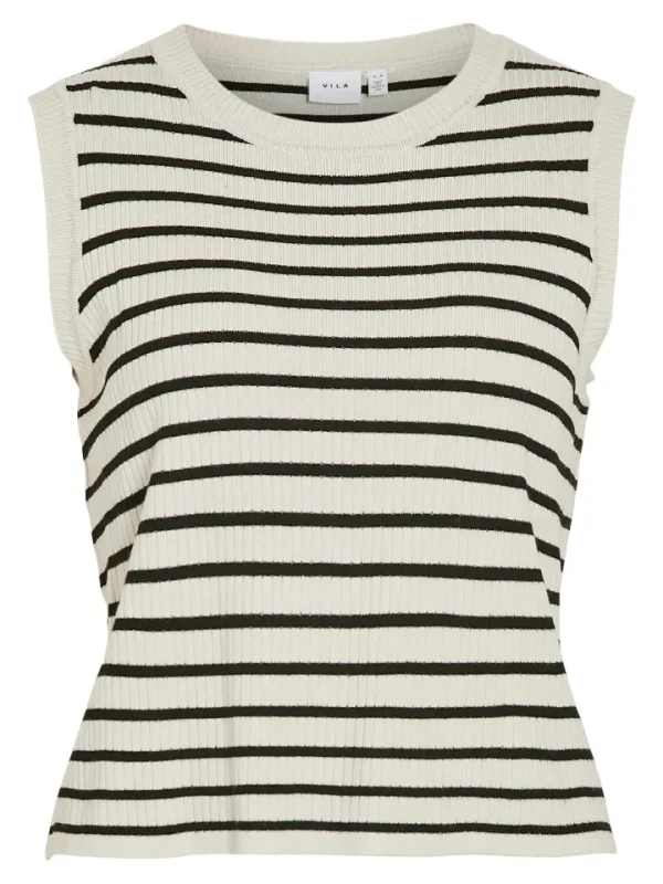 Vila Co-Ords<Zoe O-Neck Striped Knit Top (Birch/Black)